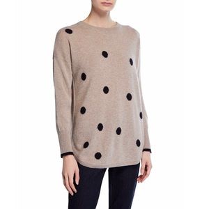 Neiman Marcus Cashmere Taupe Polkadot Sweater